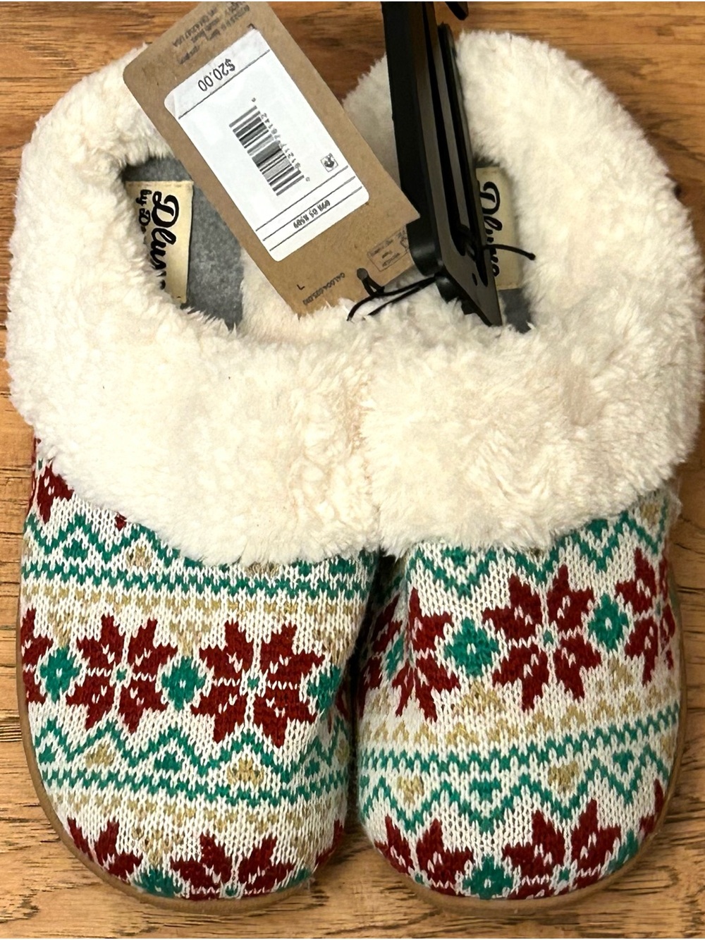 Dluxe by Dearfoams Women's Carol Poinsettia Scuff Slippers Size Medium (7-8) new